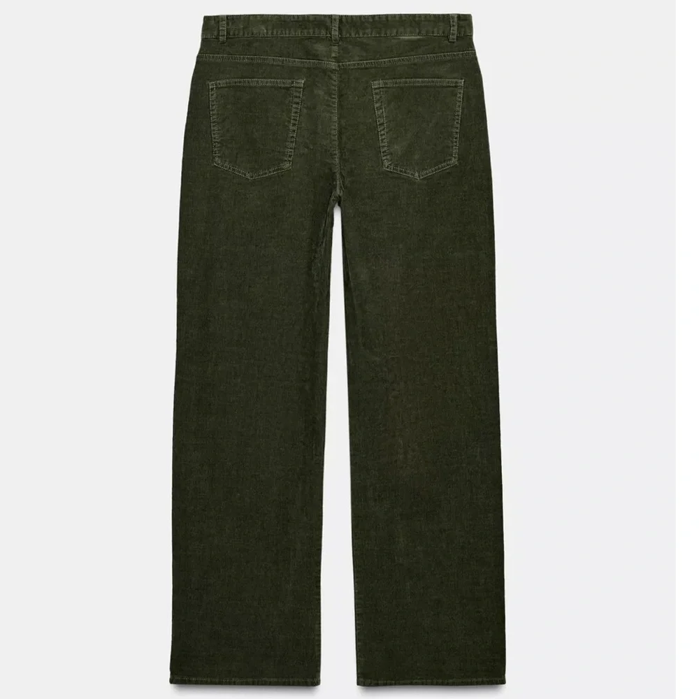 Zara NWT ZW COLLECTION corduroy dark green pants